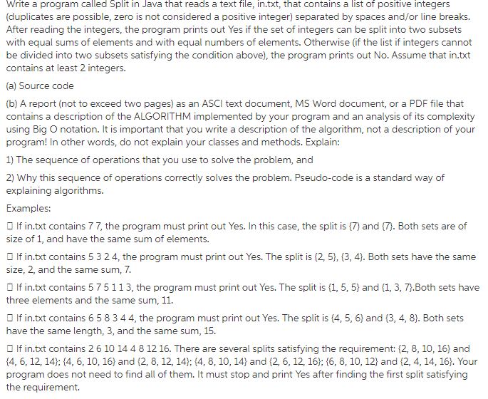  Write a program called Split in Java that reads a text