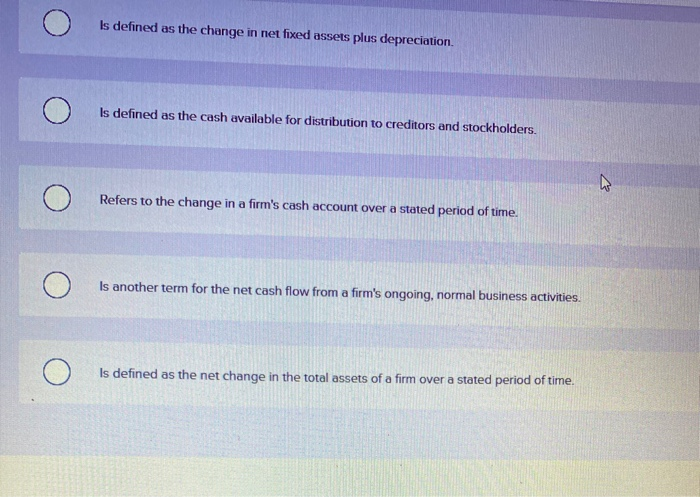 in net fixed assets plus depreciation Is defined as the cash available