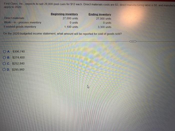  First Class, Inc, expects to sell 28,000 pool cues for $12