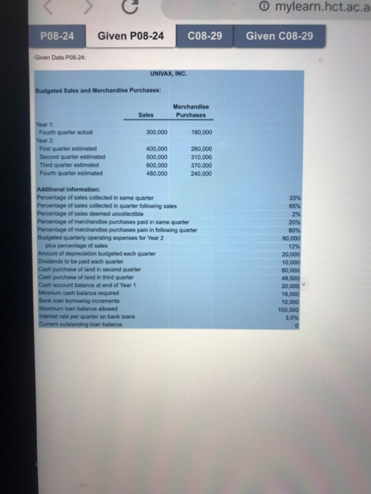 O mylearn.hct.ac.a P08-24 Given P08-24 C08-29 Given C08-29 Given Data PO8-24