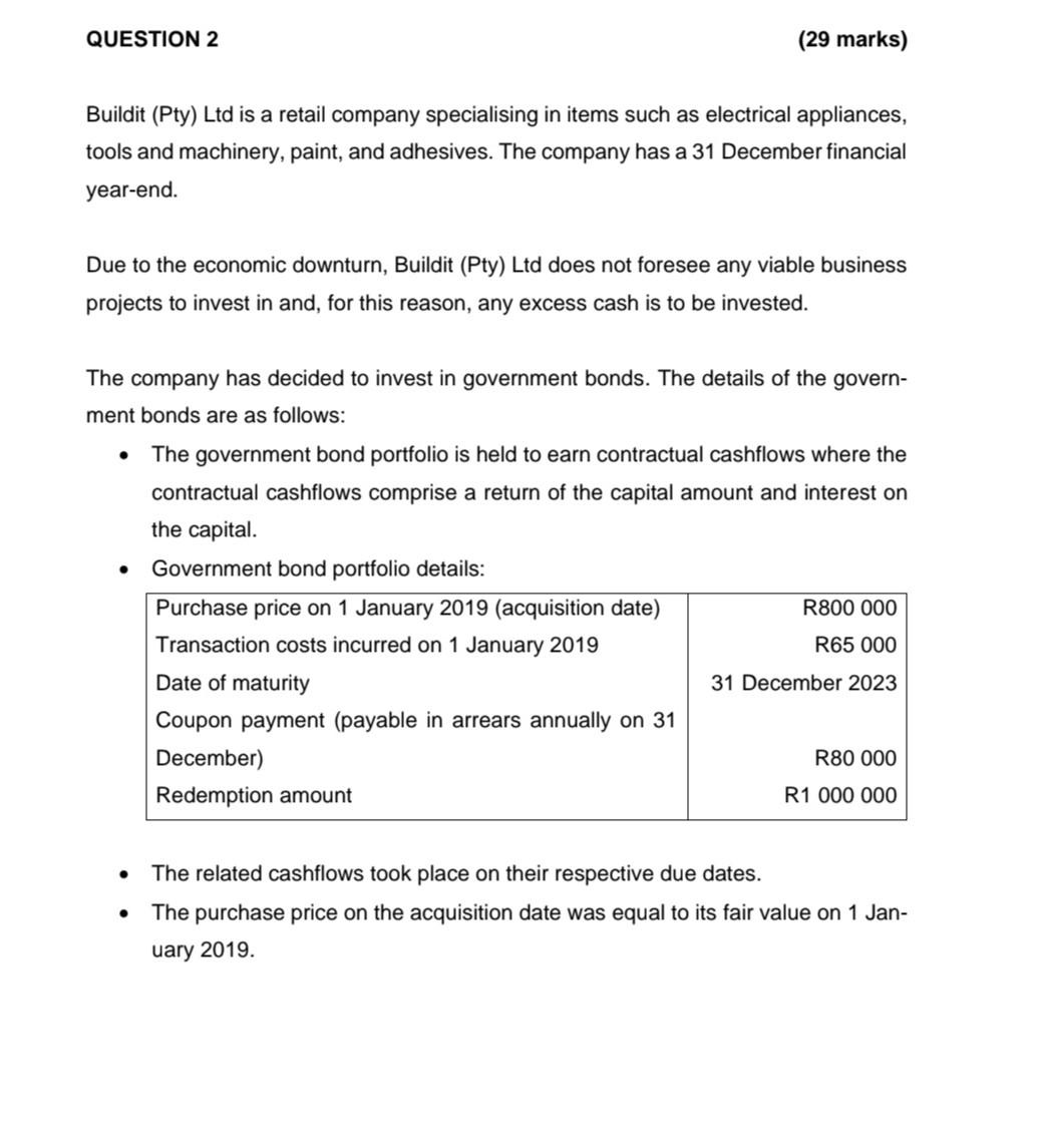 Prepare question 2.1 and 2.2. QUESTION 2 (29 marks) Buildit (Pty)