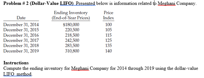  Problem # 2 (Dollar-Value LEO), Presented below is information related tb