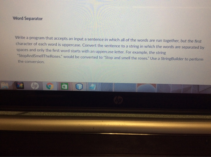 all of the words are run together, but the first character of