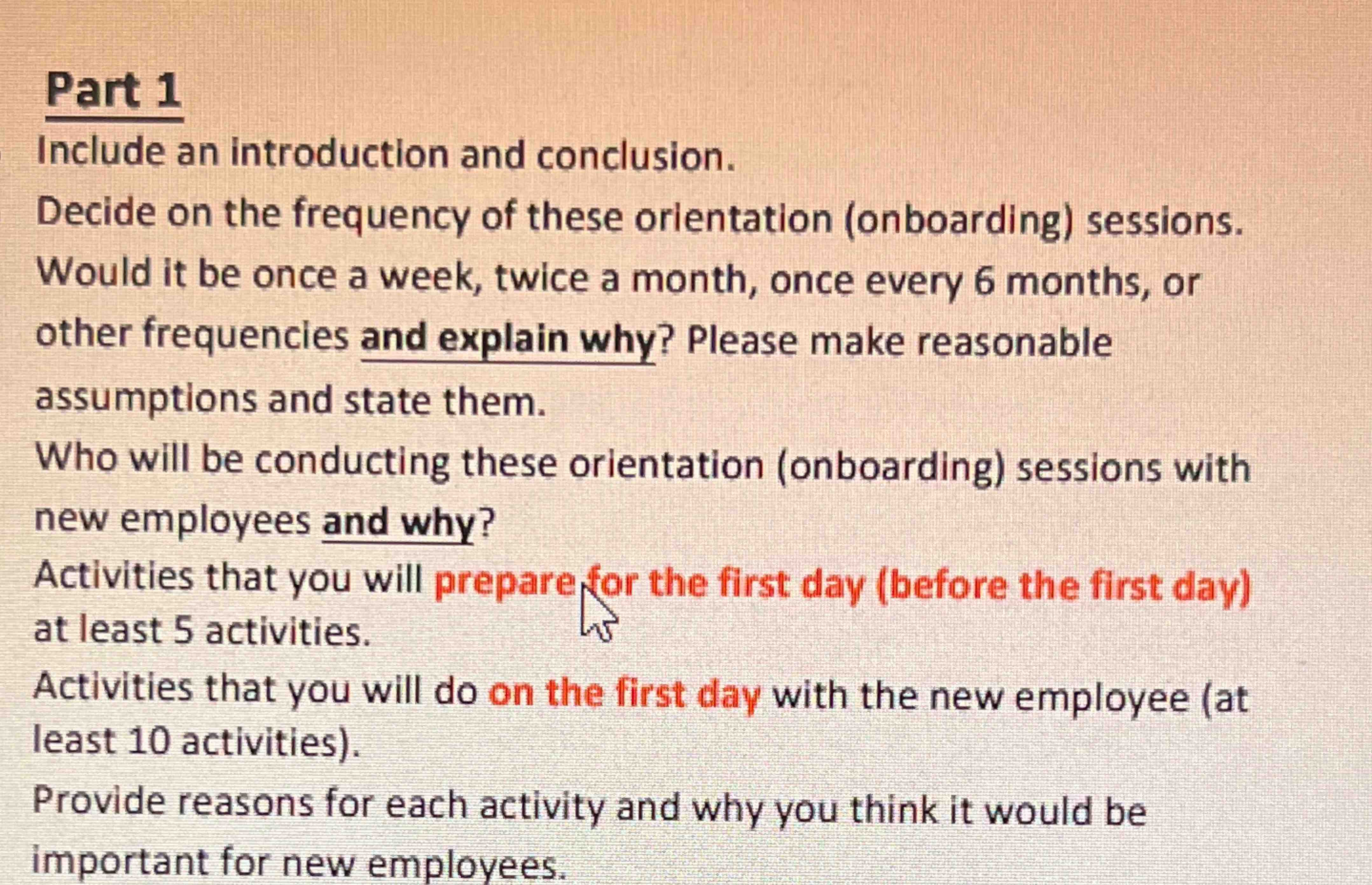  Part 1 Include an introduction and conclusion. Decide on the frequency