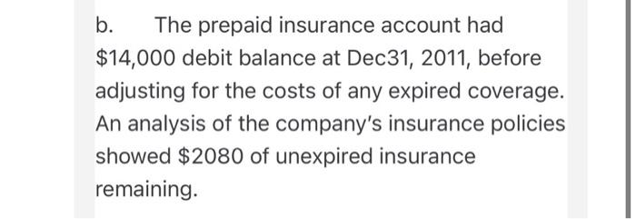 choice Prepare adjusting journal entries for the year ended Dec 31, 2011
