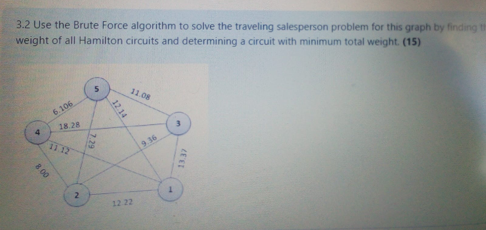  3.2 Use the Brute Force algorithm to solve the traveling salesperson