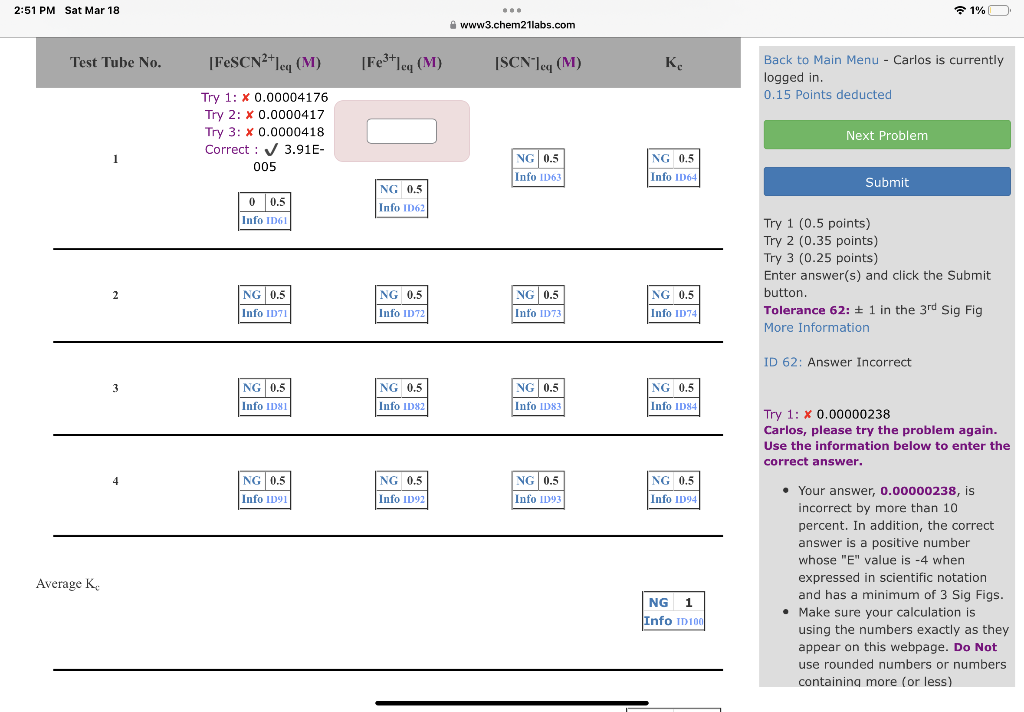 in. 0.15 Points deducted Try 1 (0.5 points) Try 2 (0.35 points)