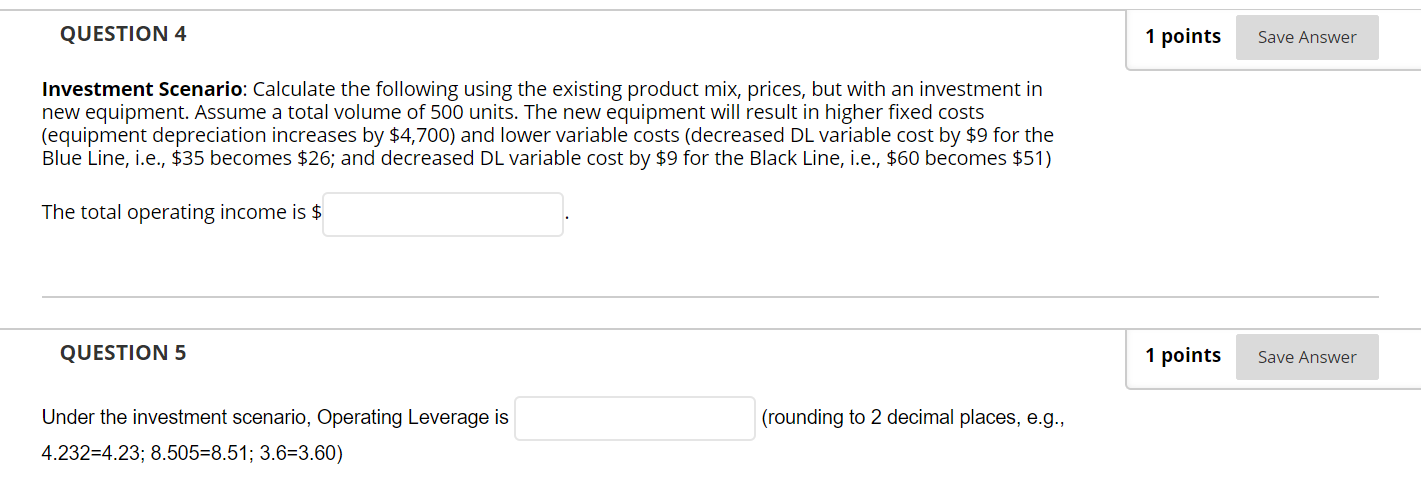 What is the operating leverage (question 5)? Not sure how to calculate