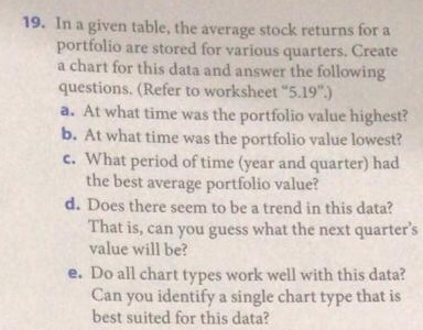  19. In a given table, the average stock returns for a