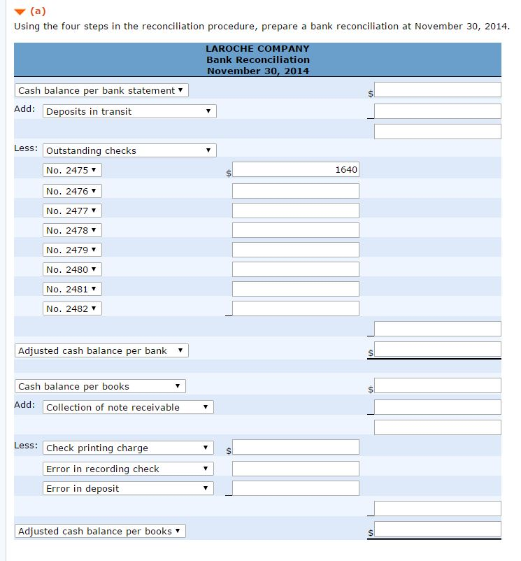 at November 30, 2014. EDIT: Part A may have some forms incorrect