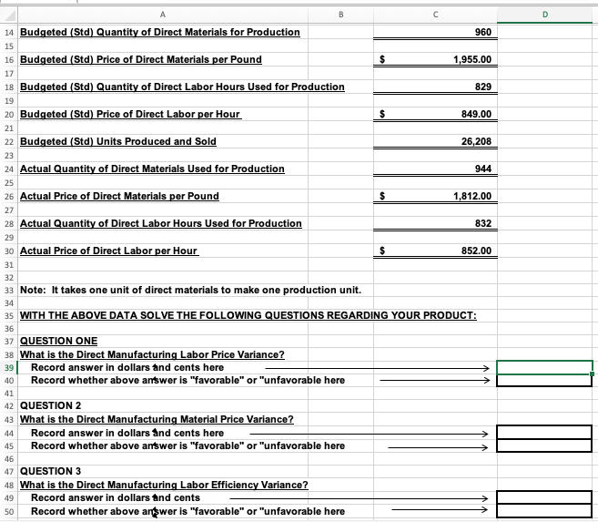 Please include formulas using the cell names as well B D