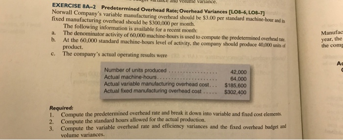  Norwall Company's variable manufacturing overhead should be $3.00 per standard machine-hour