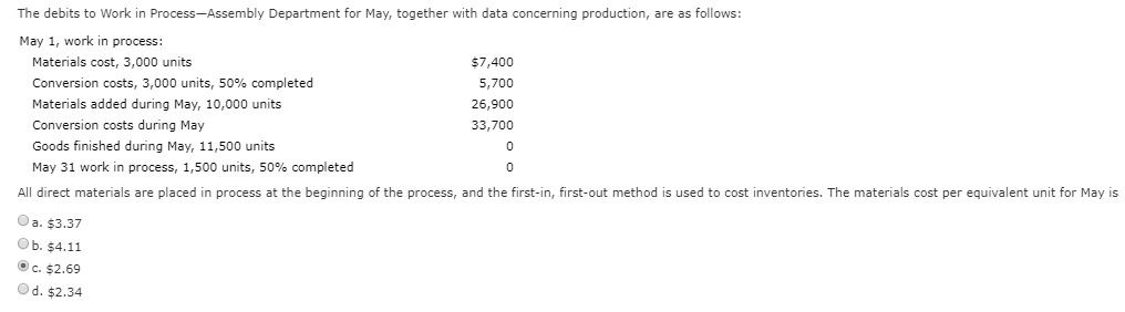 follow. cost of $92,400. During the period, 9,900 units Department S had