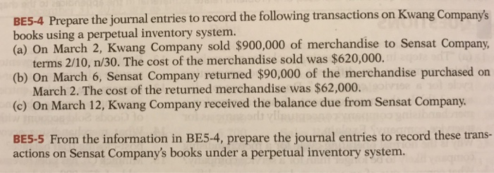  Answer BE5-5 please Prepare the journal entries to record the following