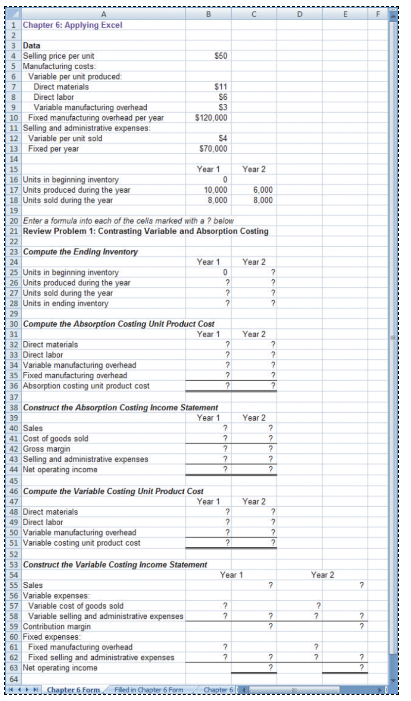  D E F A B 1 Chapter 6: Applying Excel 2