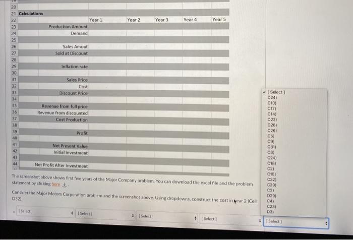 Dev. 16 17 Sales Price 18 Cost 19 20 21 Calculations 22