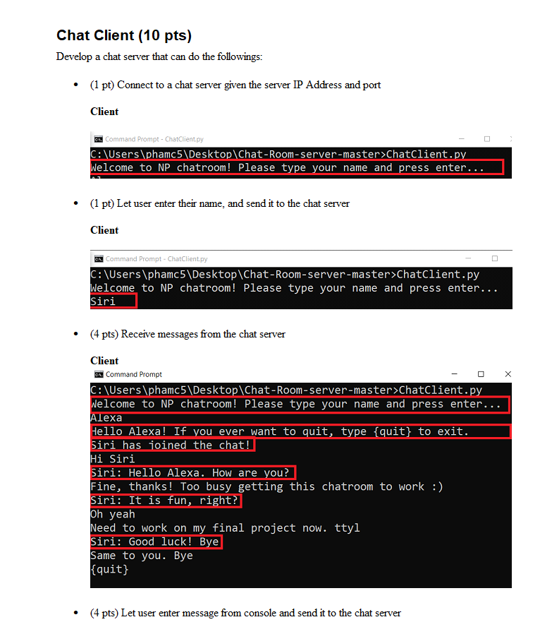 chat clients at the same time Server Command Prompt ChatServer.py :Users phamc5\Desktop|Chat-Room-server-master