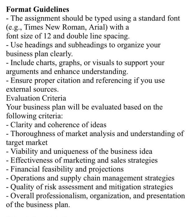 business 2010 Format Guidelines - The assignment should be typed using a