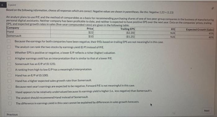 help me please Based on the following information, choose all responses which
