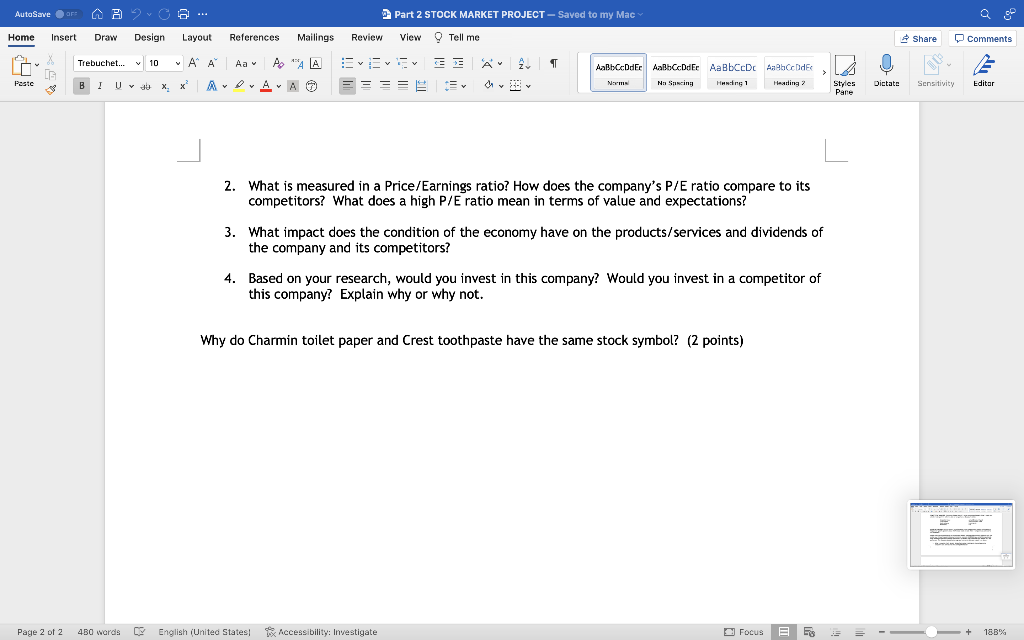 2 STOCK MARKET PROJECT-Saved to my Mac Mailings Review View Tell me
