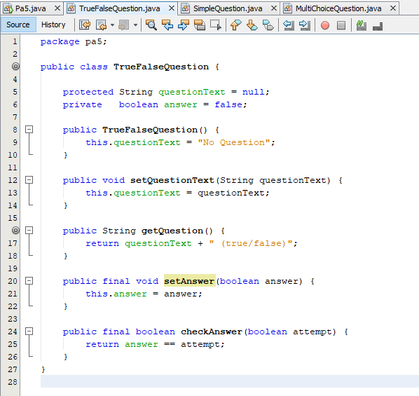 Programming Assignment 1. Download pa5.zip, extract the NetBeans project folder Pa5 from