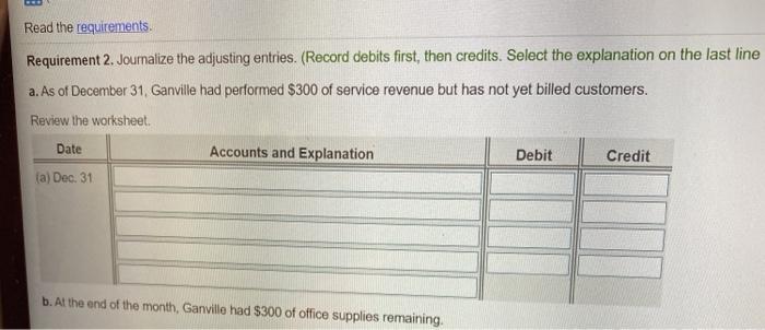 the icon to view the adjustment data.) Read the requirements Ganville Production
