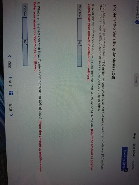  omework 2 Help Save &Exit Submit Check my work Problem 10-5