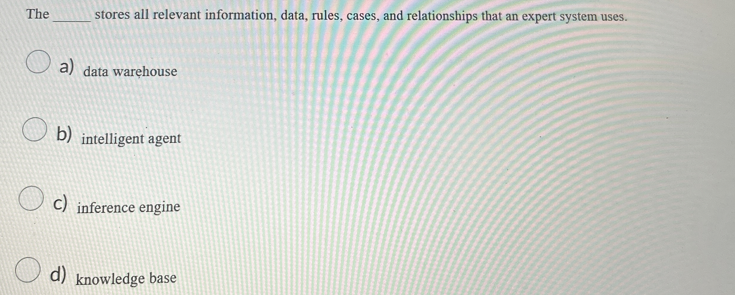  The q, stores all relevant information, data, rules, cases, and relationships