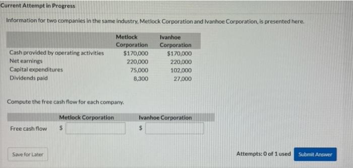  Current Attempt in Progress Information for two companies in the same