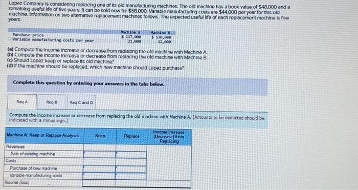be sold now for $58,000. Vartable manufacturing costs are $44,000 per year