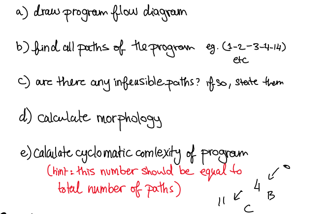 a) draw program flow diagram b) find all paths of the program