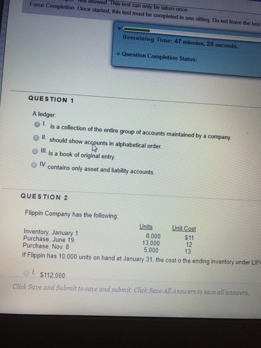  This test can DL ol allowed e taken once Force Completion