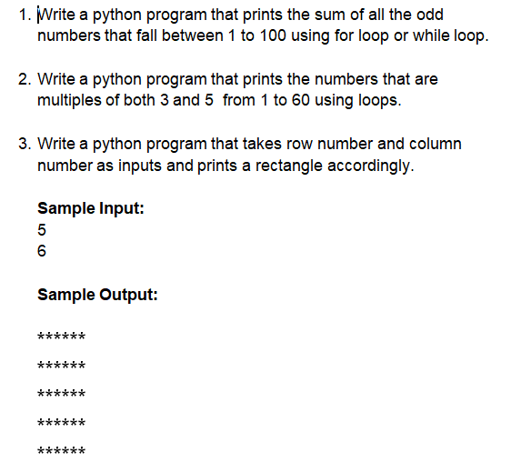  1. Write a python program that prints the sum of all