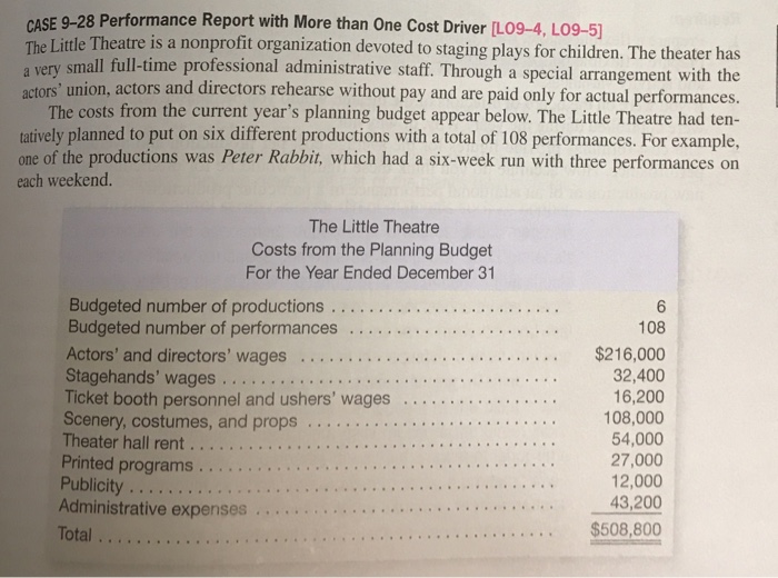  CASE 9-28 Performance Report with More than One Cost Driver [LO9-4,