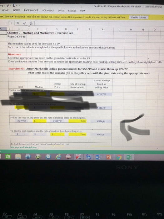  Excel Lab #1 Chapter 9 Markup and Markdown (1) Proeded View!