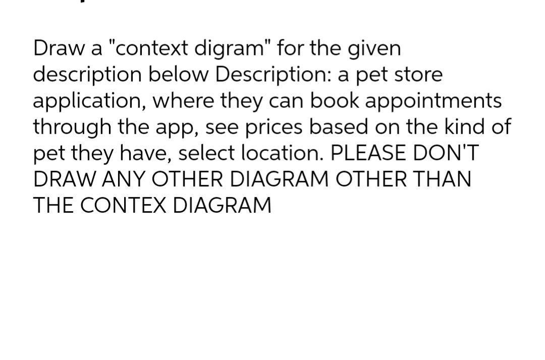 Computer science Draw a "context digram" for the given description below Description: