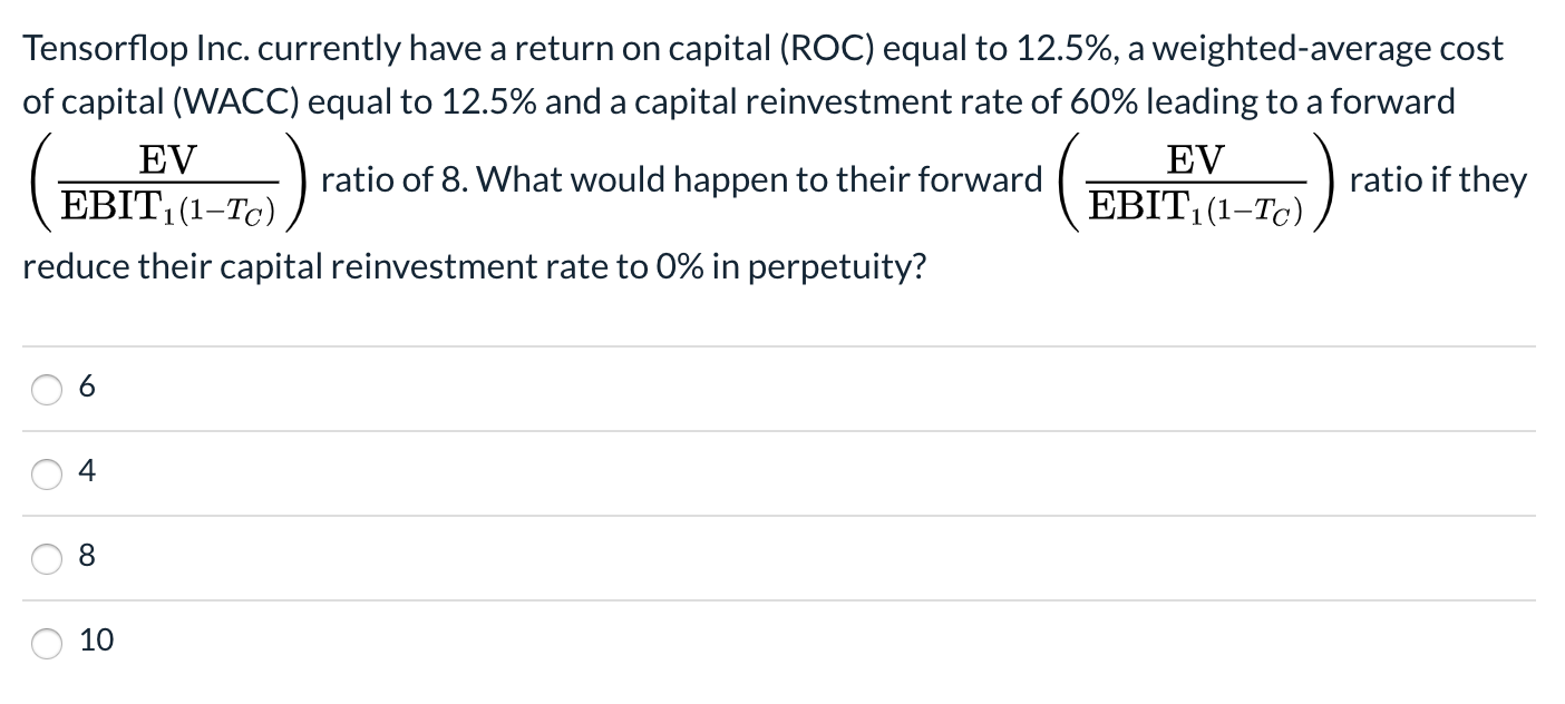 Tensorflop Inc. currently have a return on capital (ROC) equal to