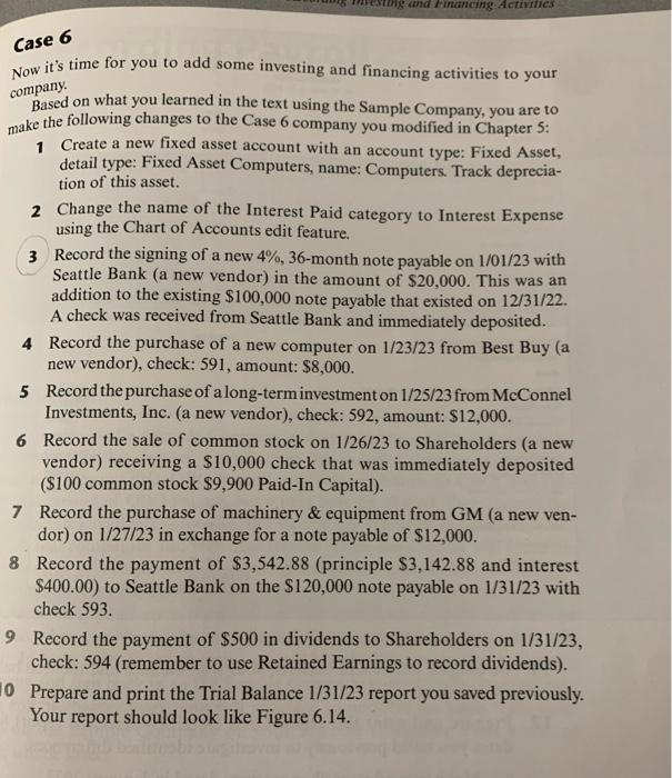  Case 6 Now it's time for you to add some investing