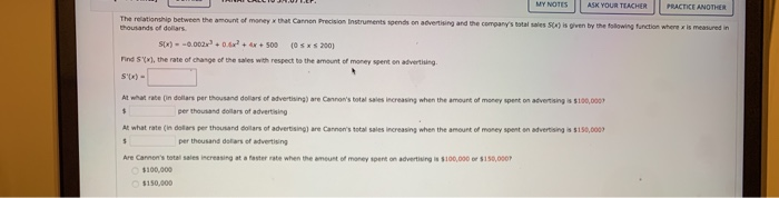  MY NOTES ASK YOUR TEACHER PRACTICE ANOTHER The relationship between the