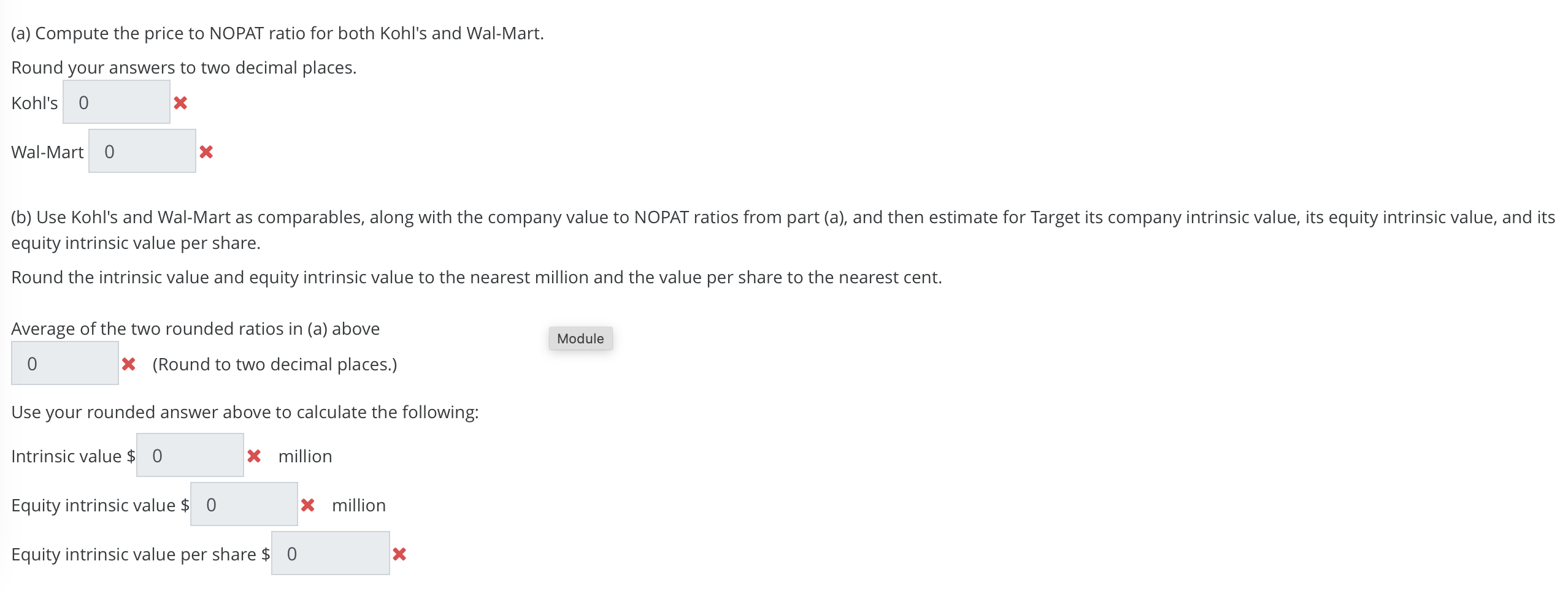 for Target and its competitors, Kohl's and Wal-Mart. (a) Compute the price