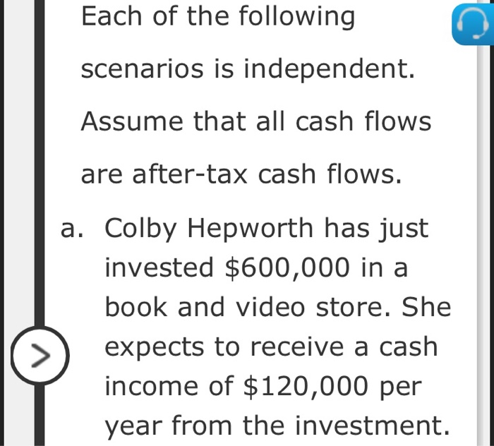 there are 4 scenarios that will help answer the 4 required questions