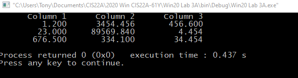 Topic: Using "cout", variables, output formatting (iomanip in chapter 3) Create a