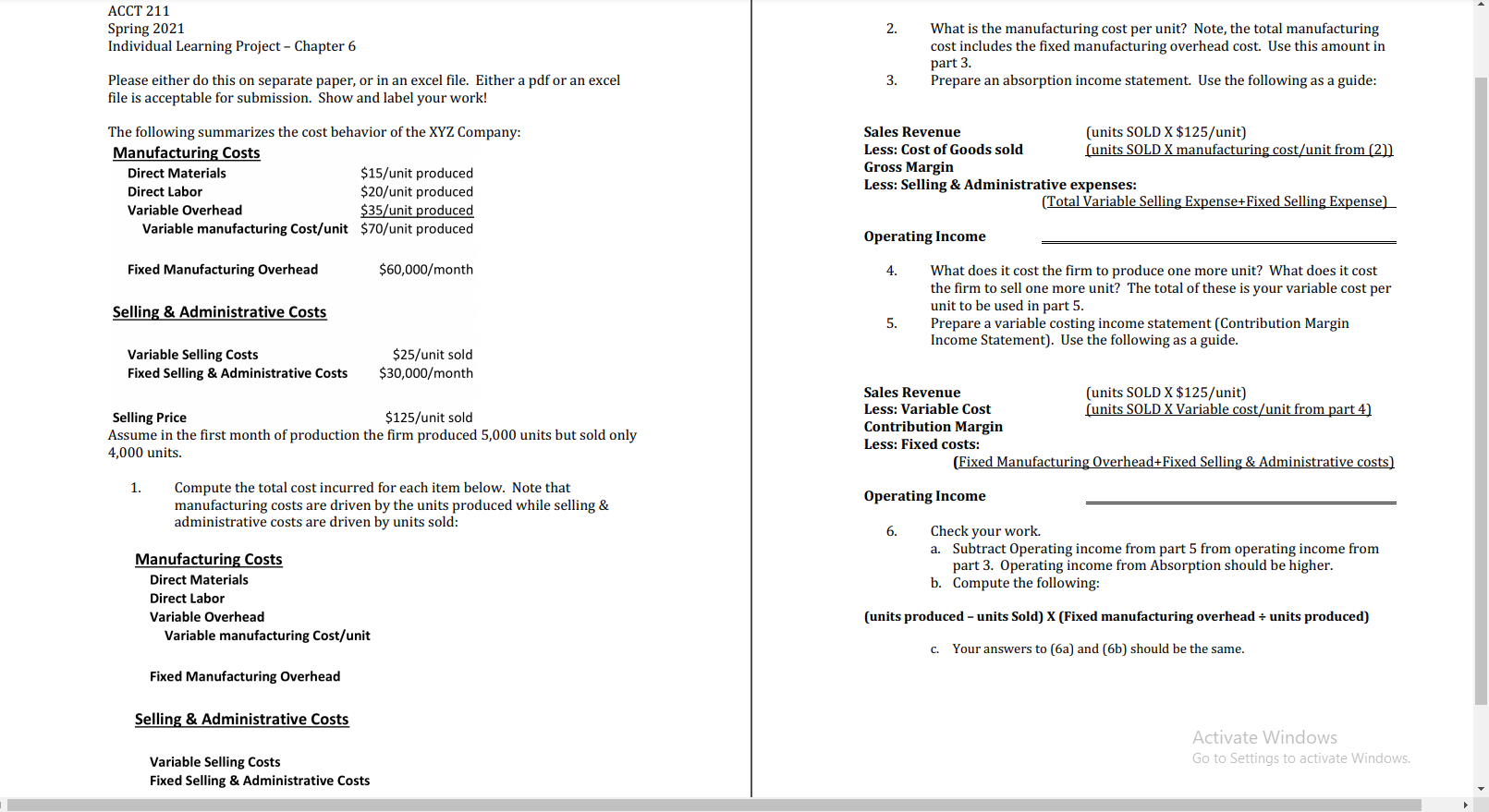 Please answer 1-6 this is the entire document, there is no