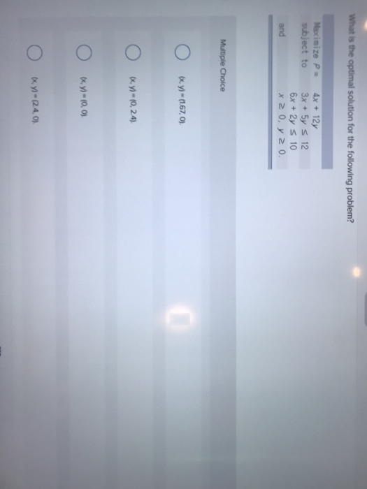  What is the optimal solution for the following problem? Nacimize P