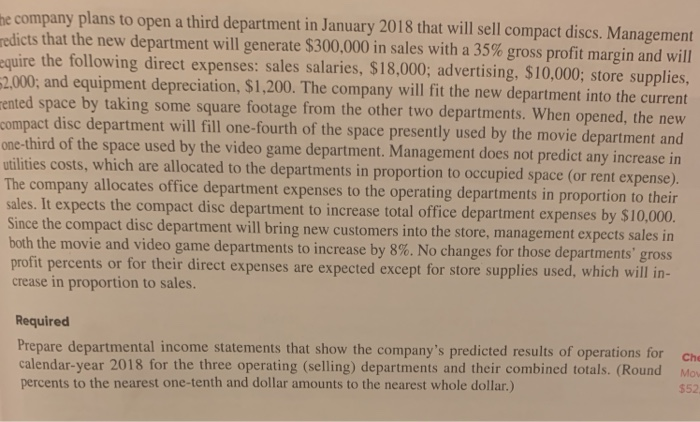departments and one service (office) department. Its departmental income statements follow BONANZA