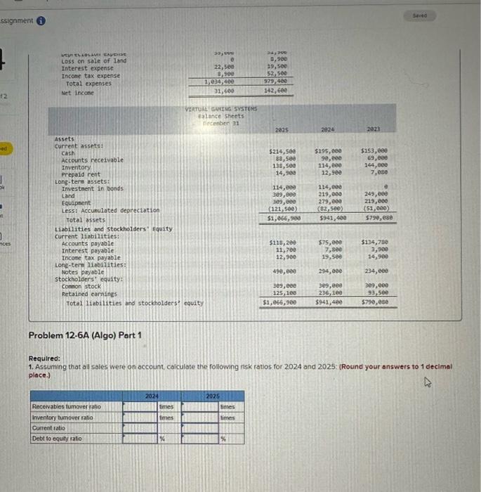 Income starements and balance sheets data for Virtual Gaming Systems are provided