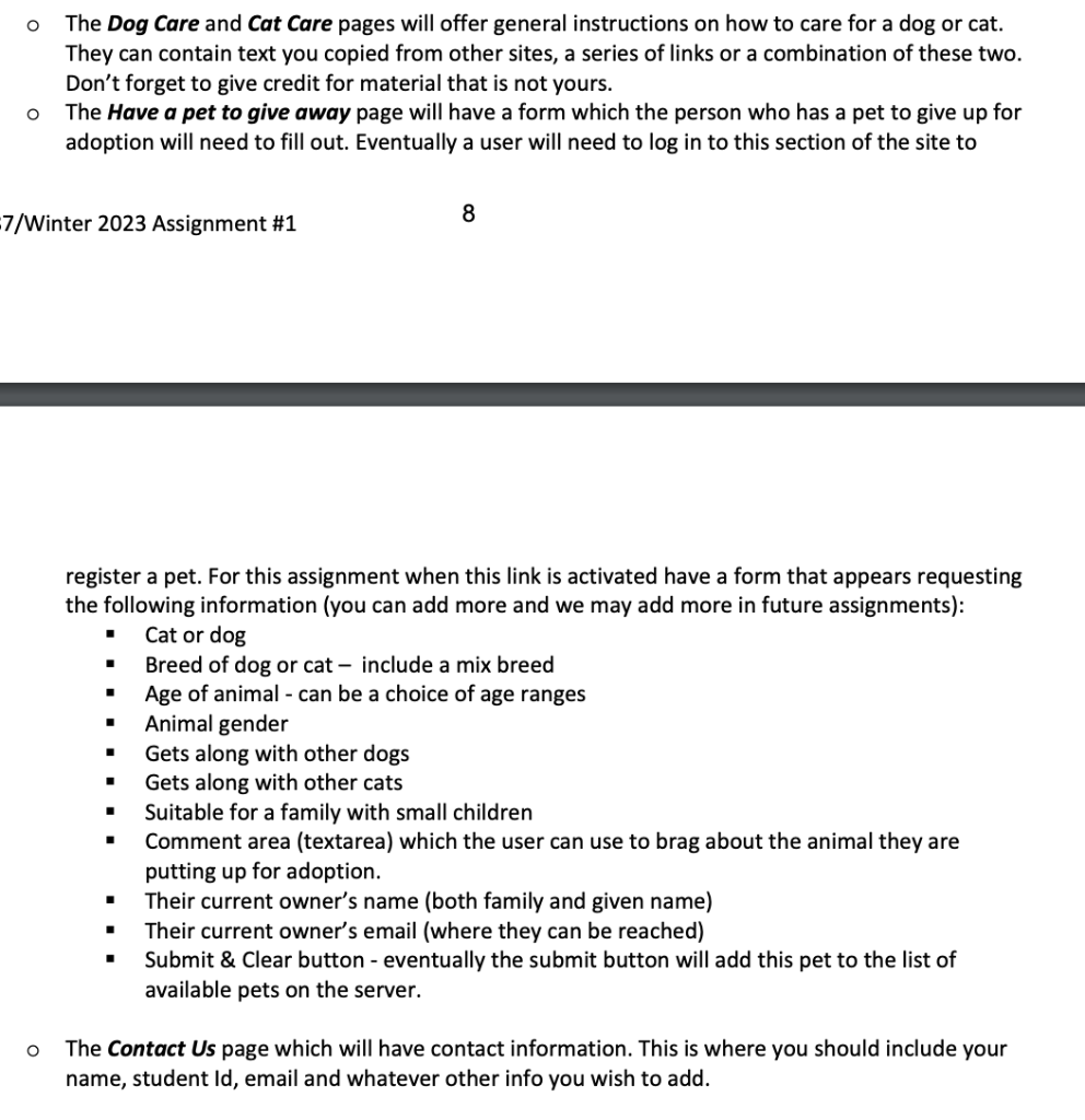 Step 1 of the Running Project - Adopt a Dog/Cat he last