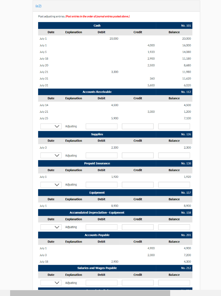 completed. July 1 Ivanhoe invested $20,000 cash in the business. 1 Purchased