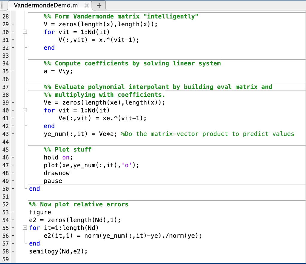 will be interpolating the Runge function f(x) (a) Write code to build