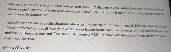  Please do some research on the internet to learn about EVA